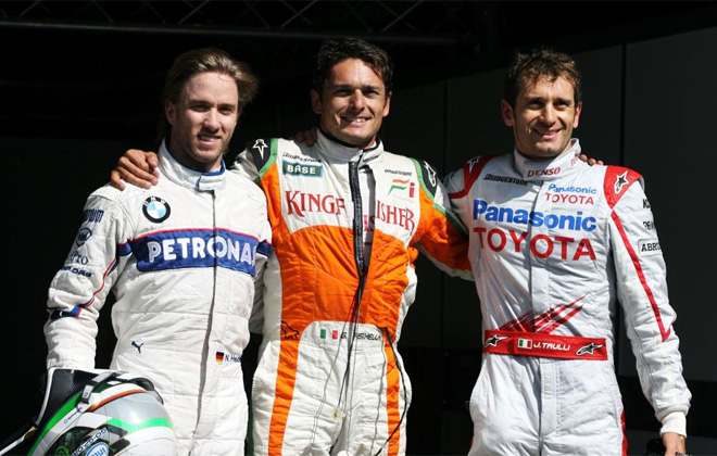 Heidfeld, Fisichella y Trulli
