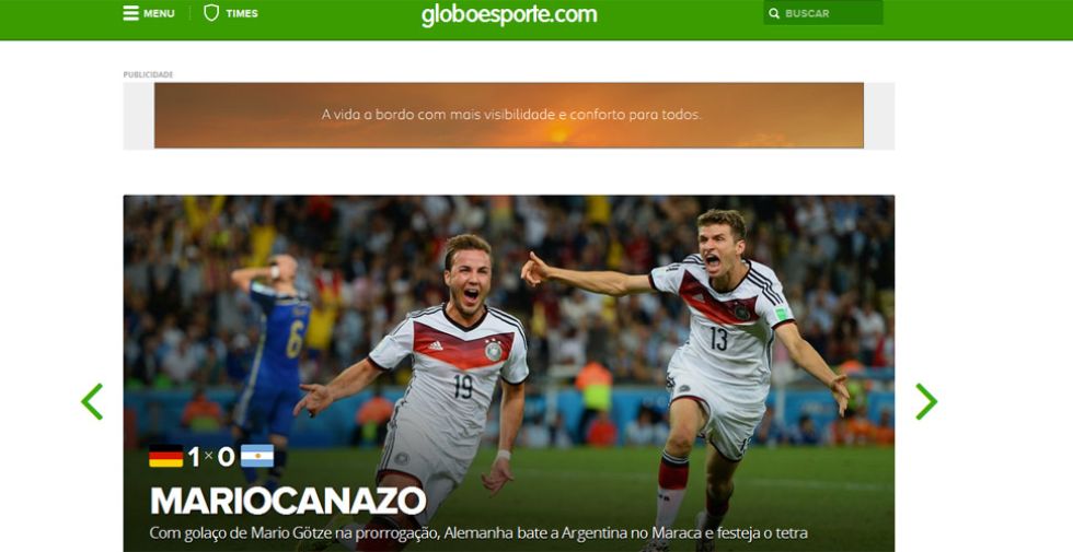 GLOBOESPORTE.COM: En Brasil jugaron con el nombre del h�roe de la final y de Maracan�. 'Mariocanazo' en toda regla.