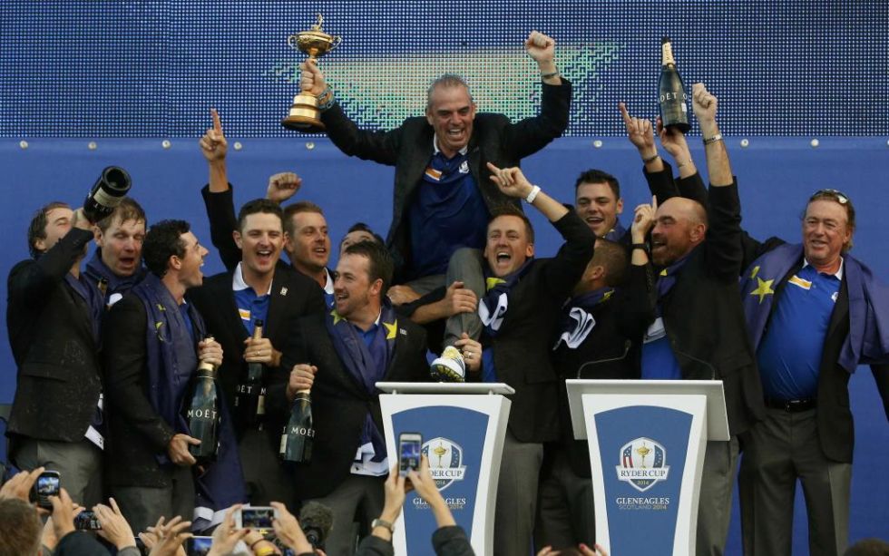 El capit�n festej� con los suyos la victoria de la Ryder.