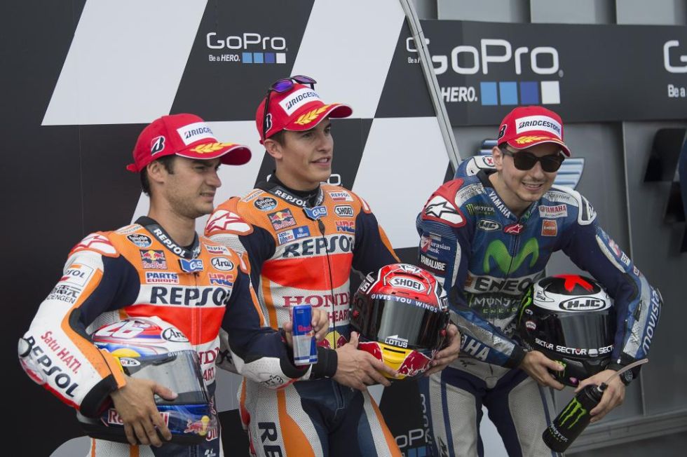 M�rquez, Pedrosa y Lorenzo, primera fila en Sachsenring