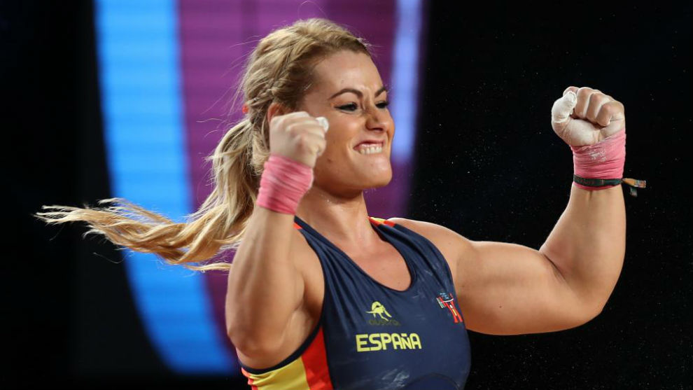 Lydia Valent�n celebra su triunfo en el Campeonato del Mundo.