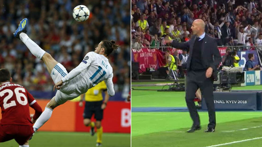 �Imperdible! La reacci�n de Zidane tras el golazo de chilena de Bale... �molinillo de viento!