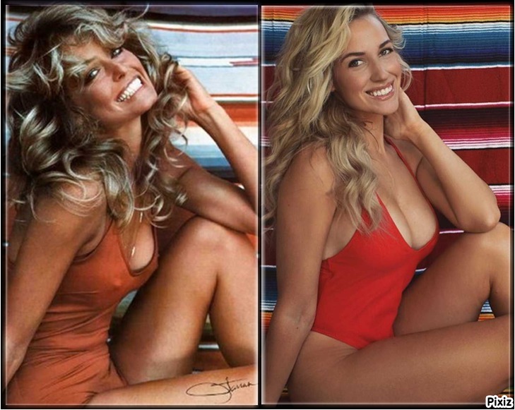 Paige Spiranac copiando el p�ster de Farrah Fawcett, uno de los m�s...