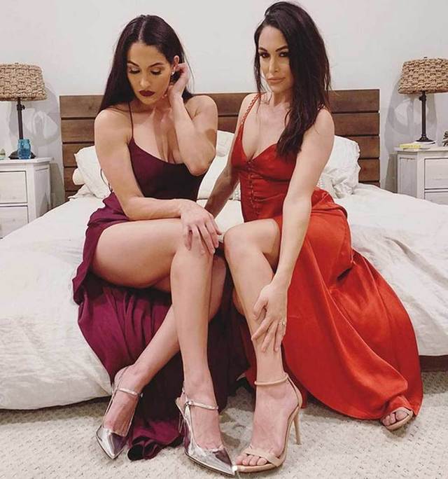 brie bella red dress Nikki & Brie Bella Stun at WWE Hall of Fame Event: See All the Pics