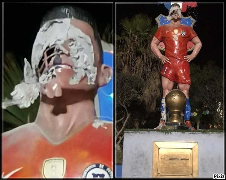 Destrozan la estatua del futbolista Alexis S�nchez en Tocopilla