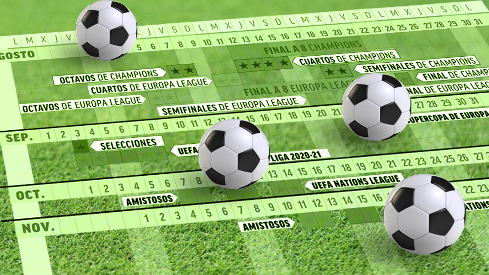 The entire football calendar up until Euro 2021