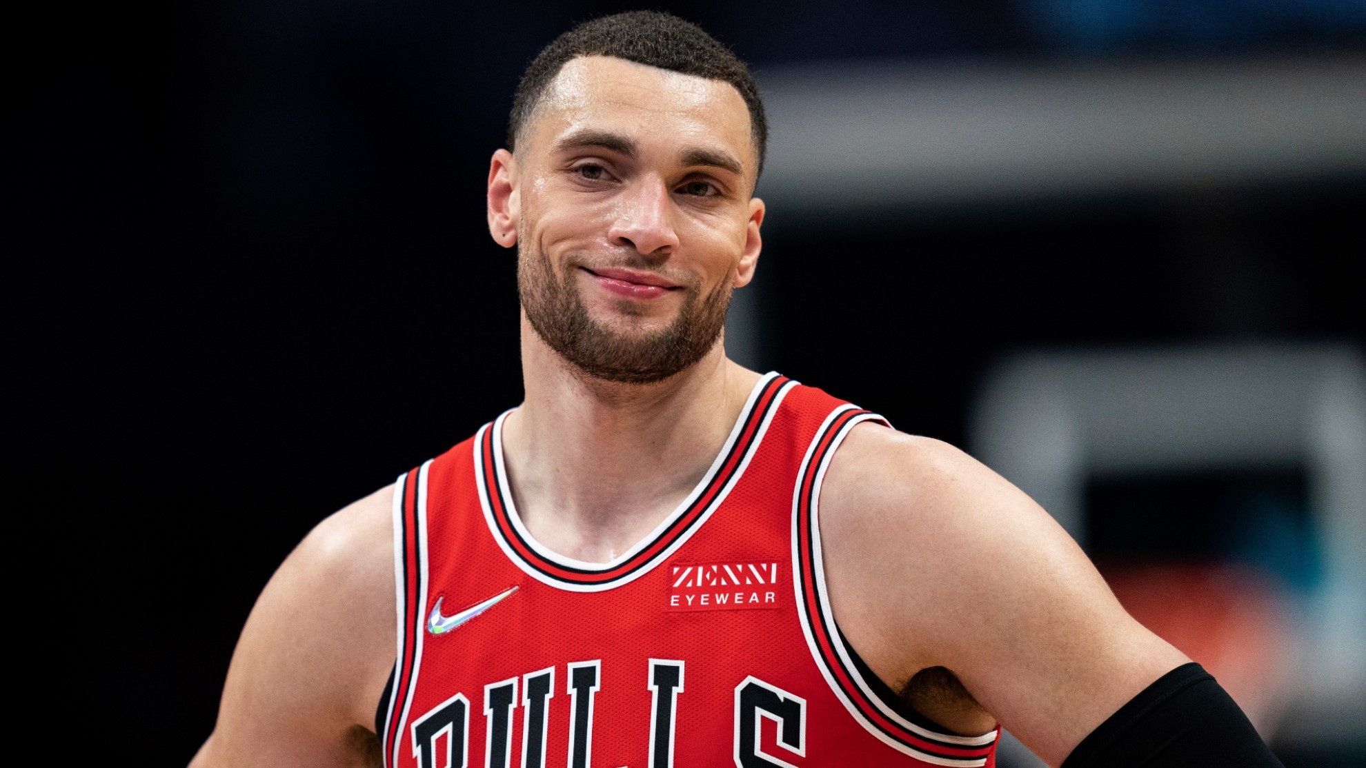 Chicago Bulls guard Zach LaVine pauses during the second half of the teams NBA basketball game against the Charlotte Hornets.