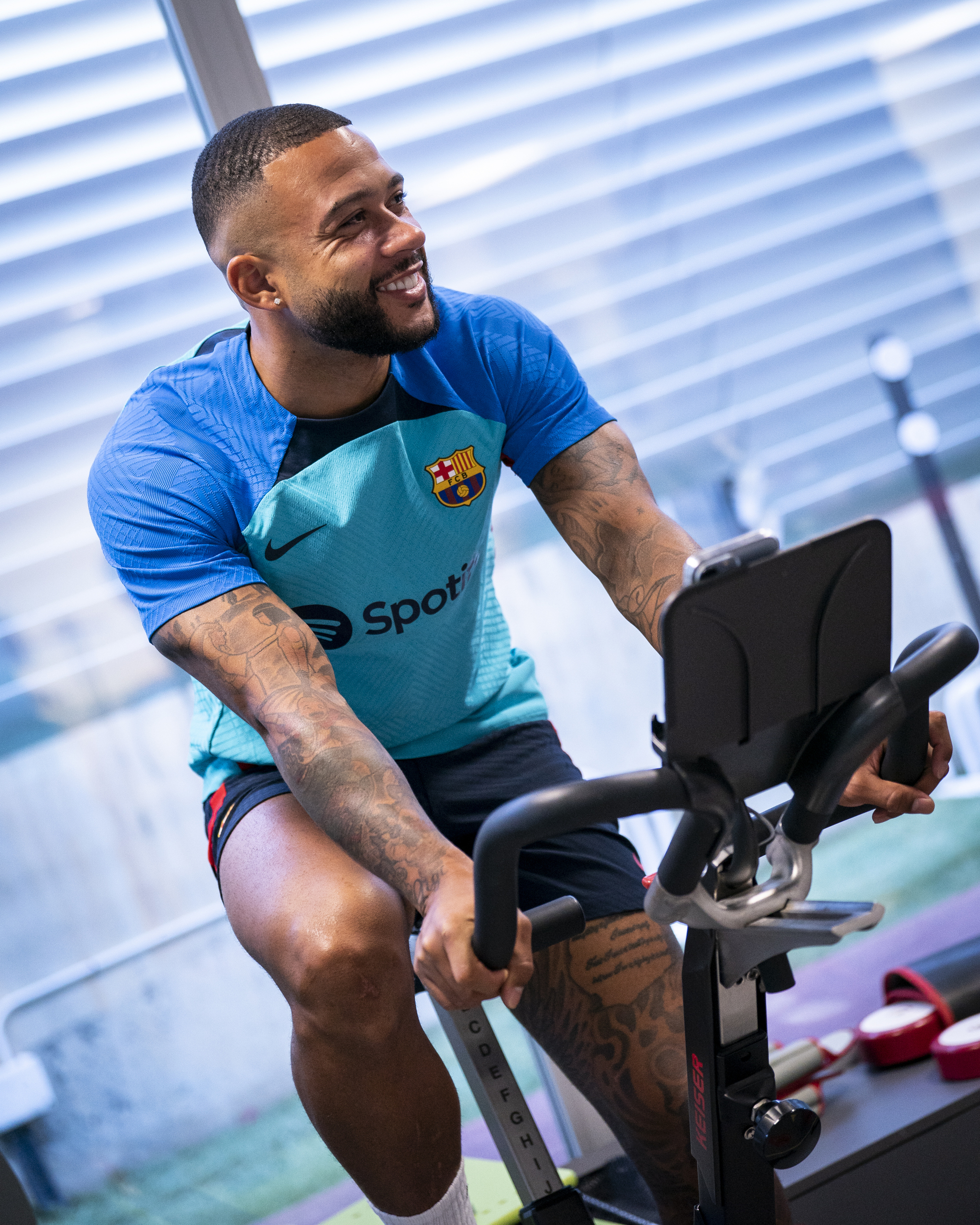Memphis, en un entrenamiento en el gimnasio. / FCB
