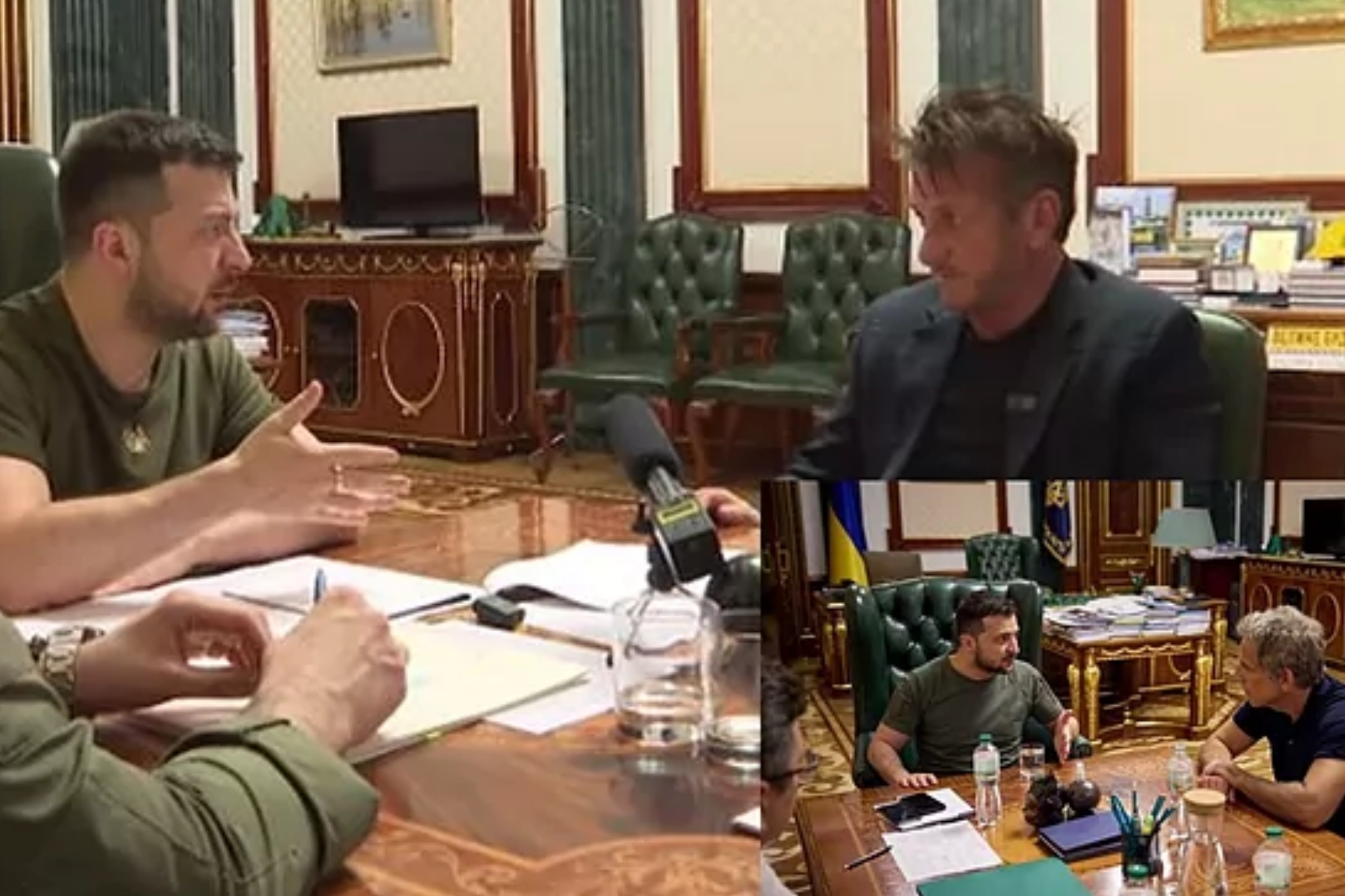 Volod�mir Zelenski, Sean Penn and Ben Stiller meet / Twitter screengrab