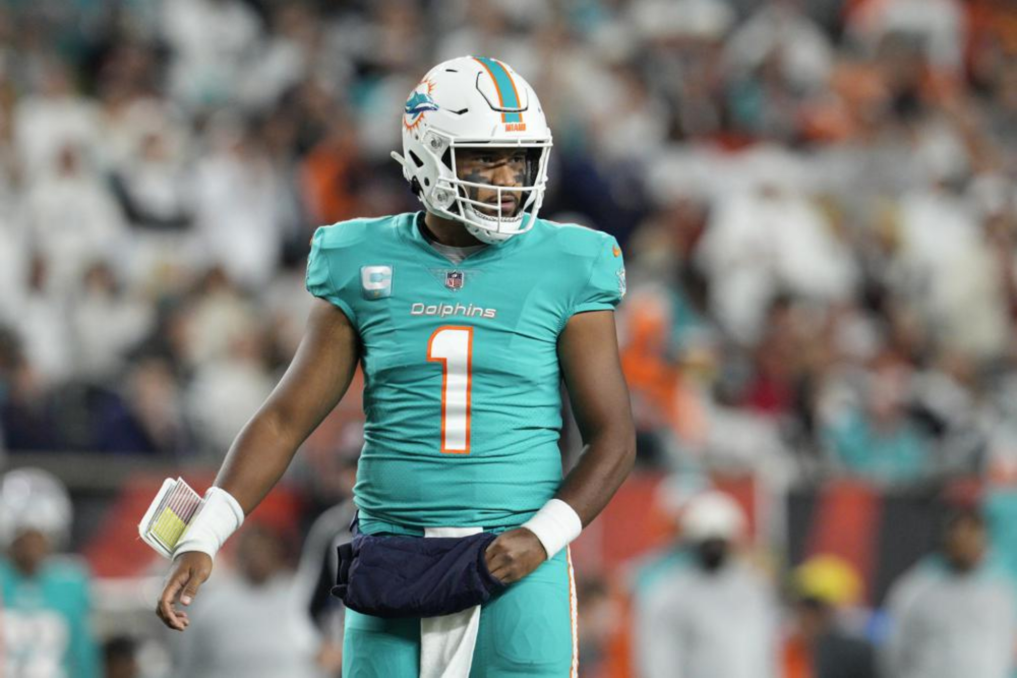 Tua Tagovailoa playing for the Miami Dolphins. - AP Photo/Jeff Dean