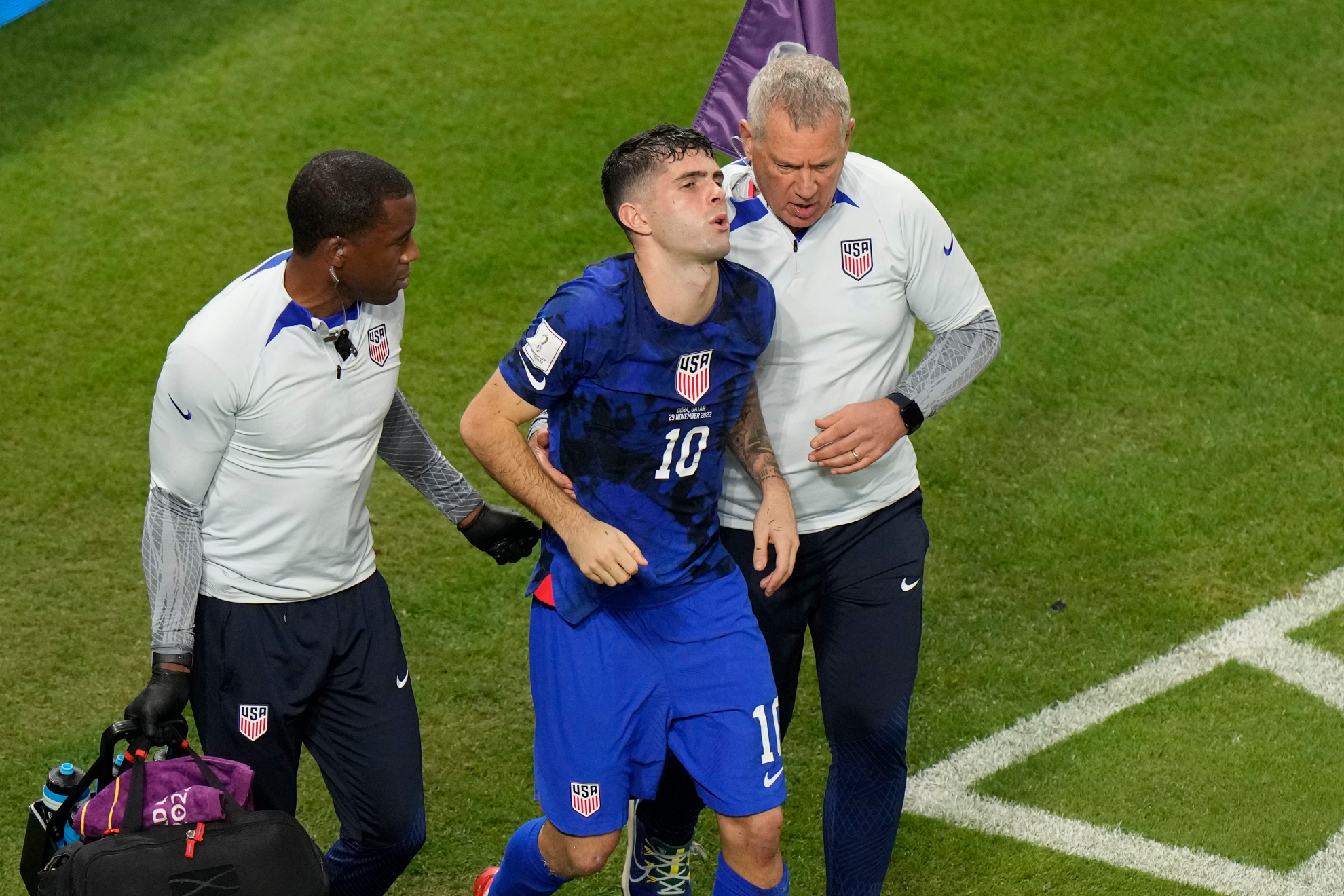 Christian Pulisic left the game against Iran due to injury after scoring the USMNTs winning goal.