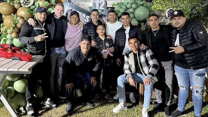 Cruz Azul players at Catas party.