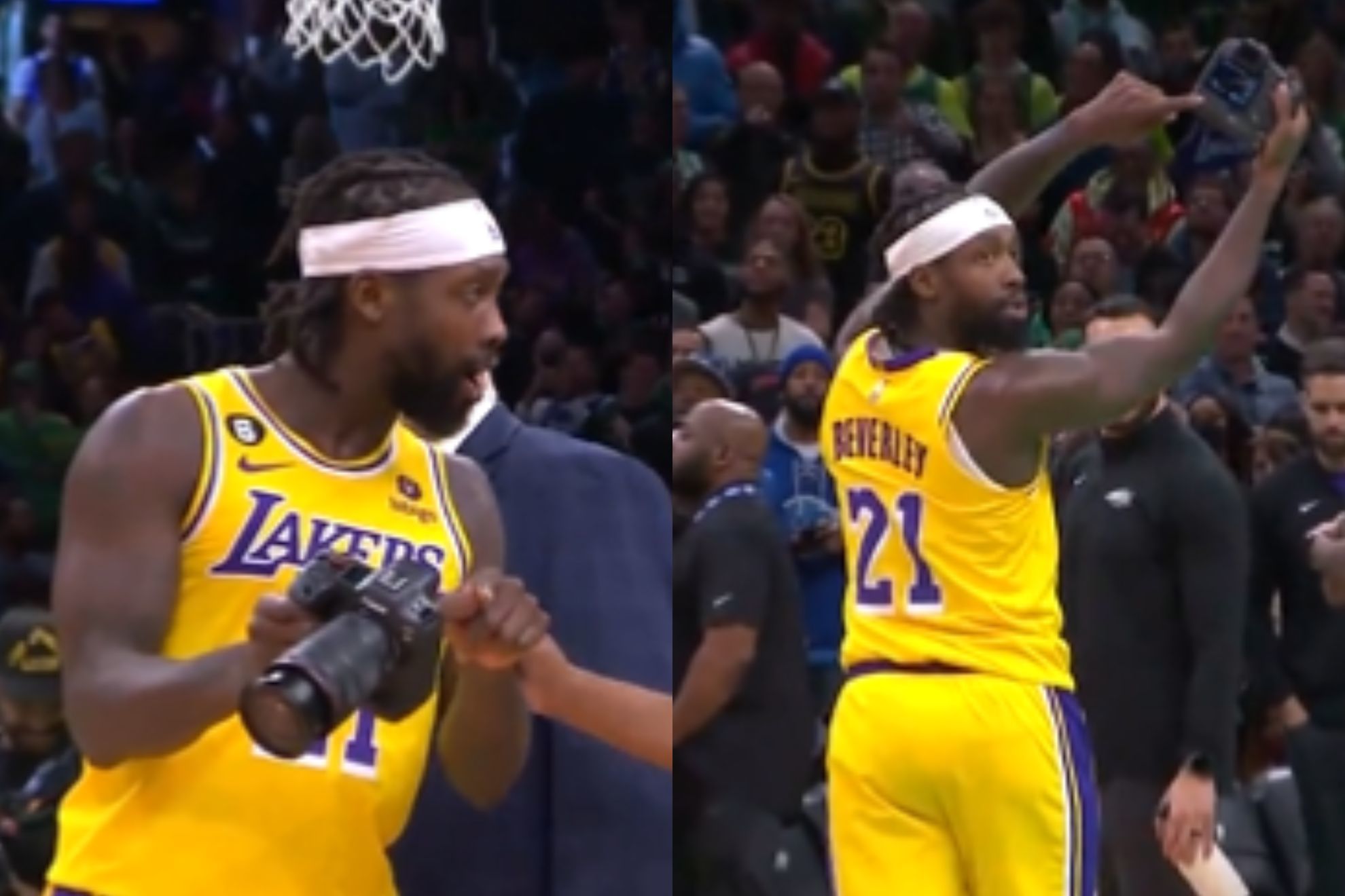 Lakers guard Patrick Beverley receives technical foul for showing referee camera