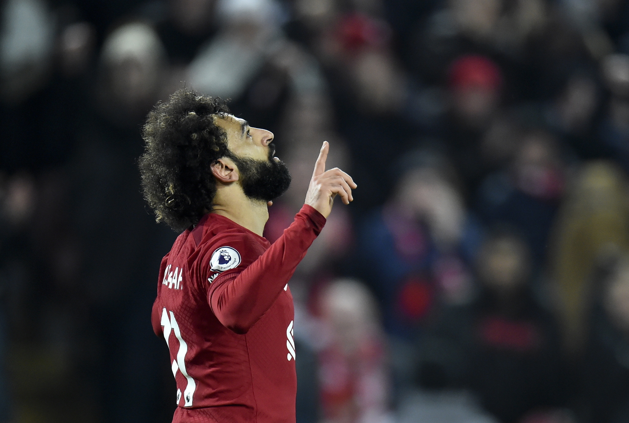 Mohamed Salah of Liverpool celebrates after scoring