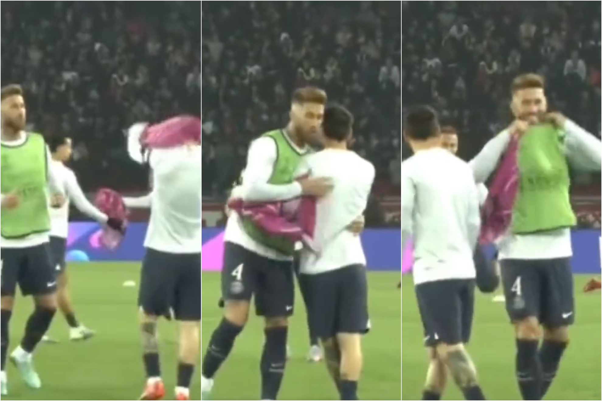 Ramos latest: Messi asks for his bib and he gives him a hug