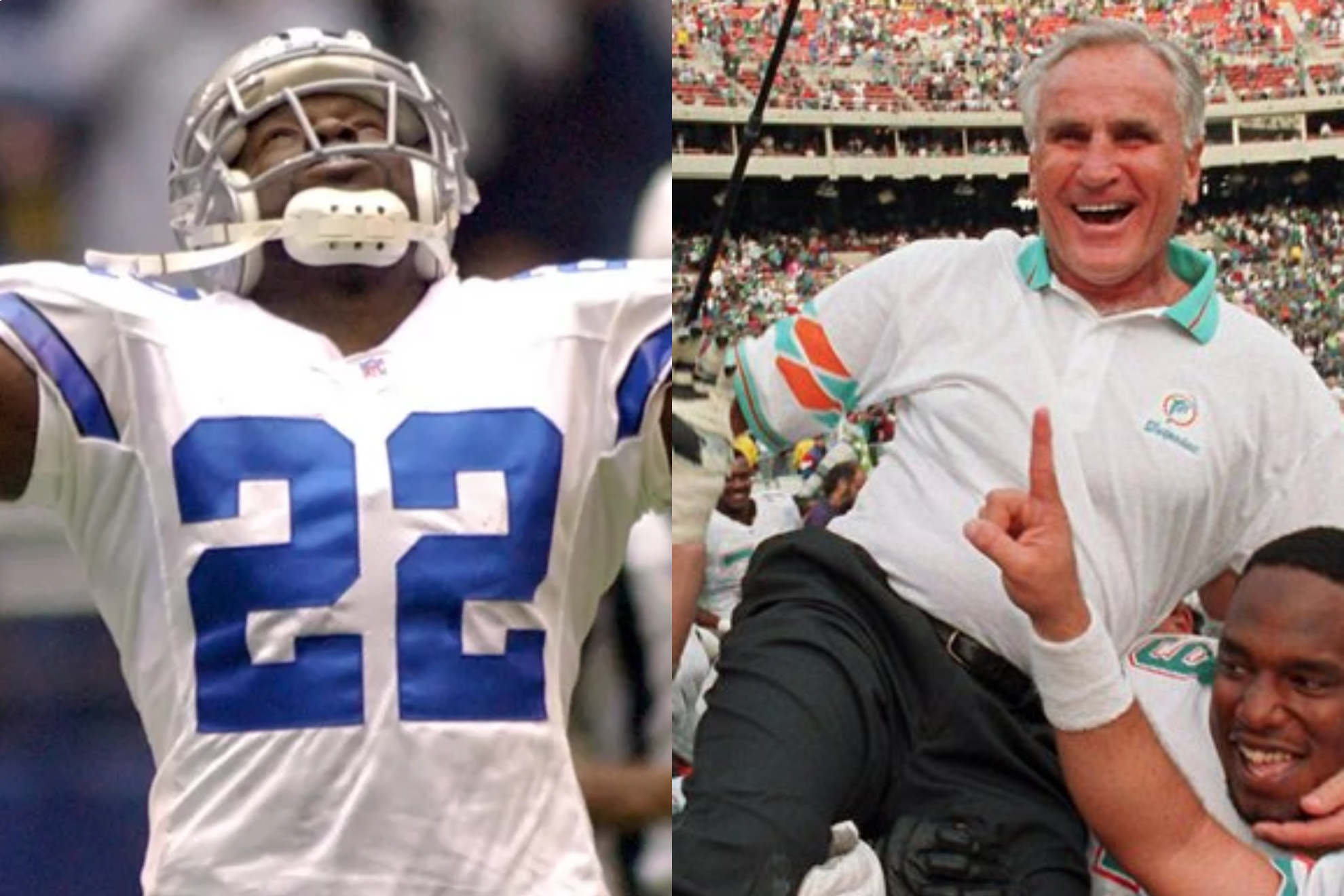 Emmitt Smith and Don Shula.