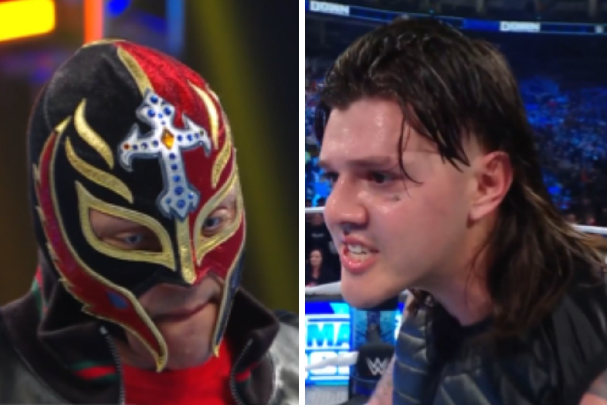 Dominik Mysterio attacks Rey Mysterio after his 2023 WWE Hall of Fame announcement