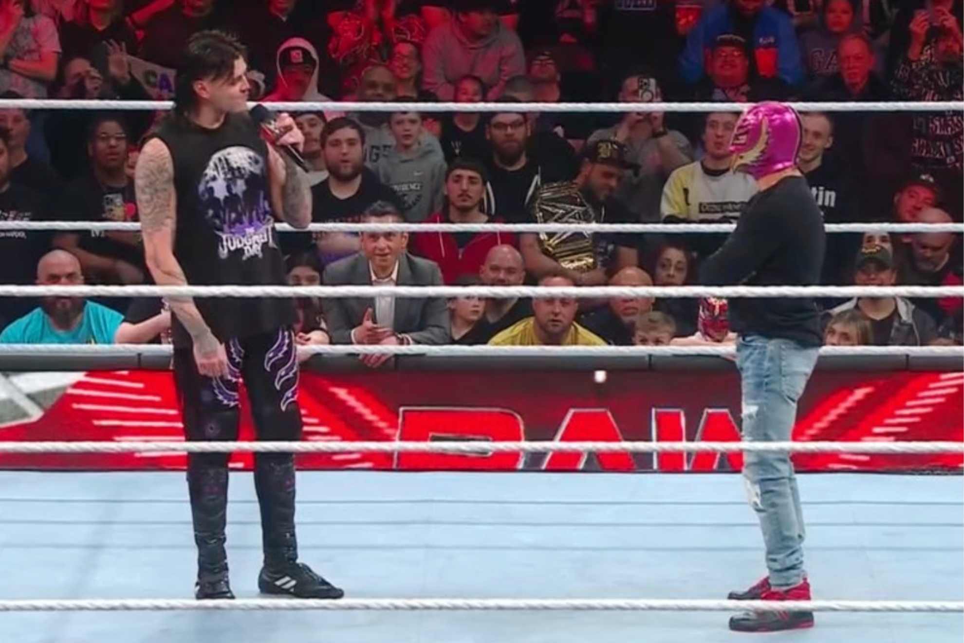 Dominik Mysterio embarrassed his father in front of fans at WWE Monday Night RAW in Rhode Island.
