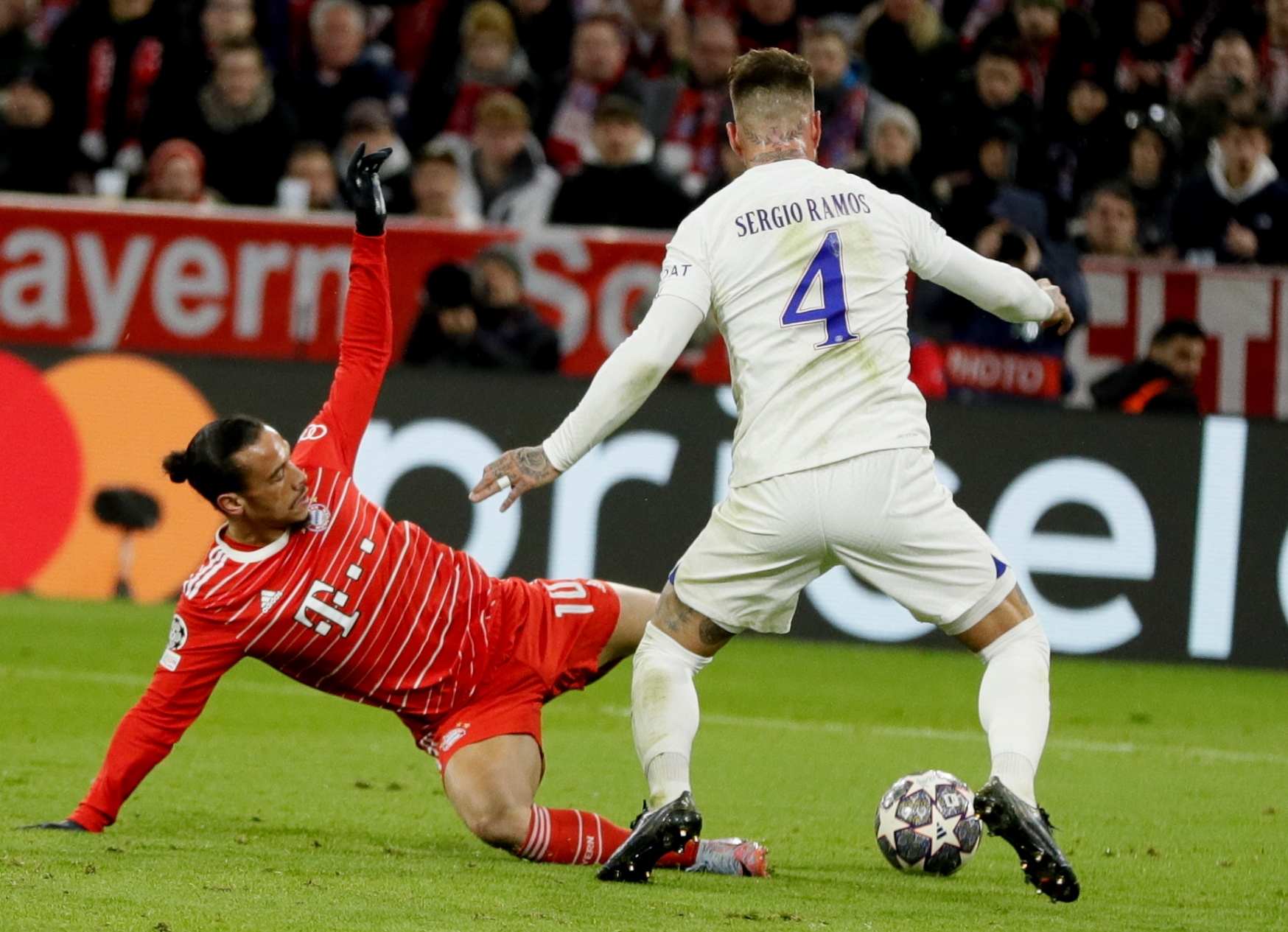 Sergio Ramos, durante el partido de octavos de la Champions contra el Bayern