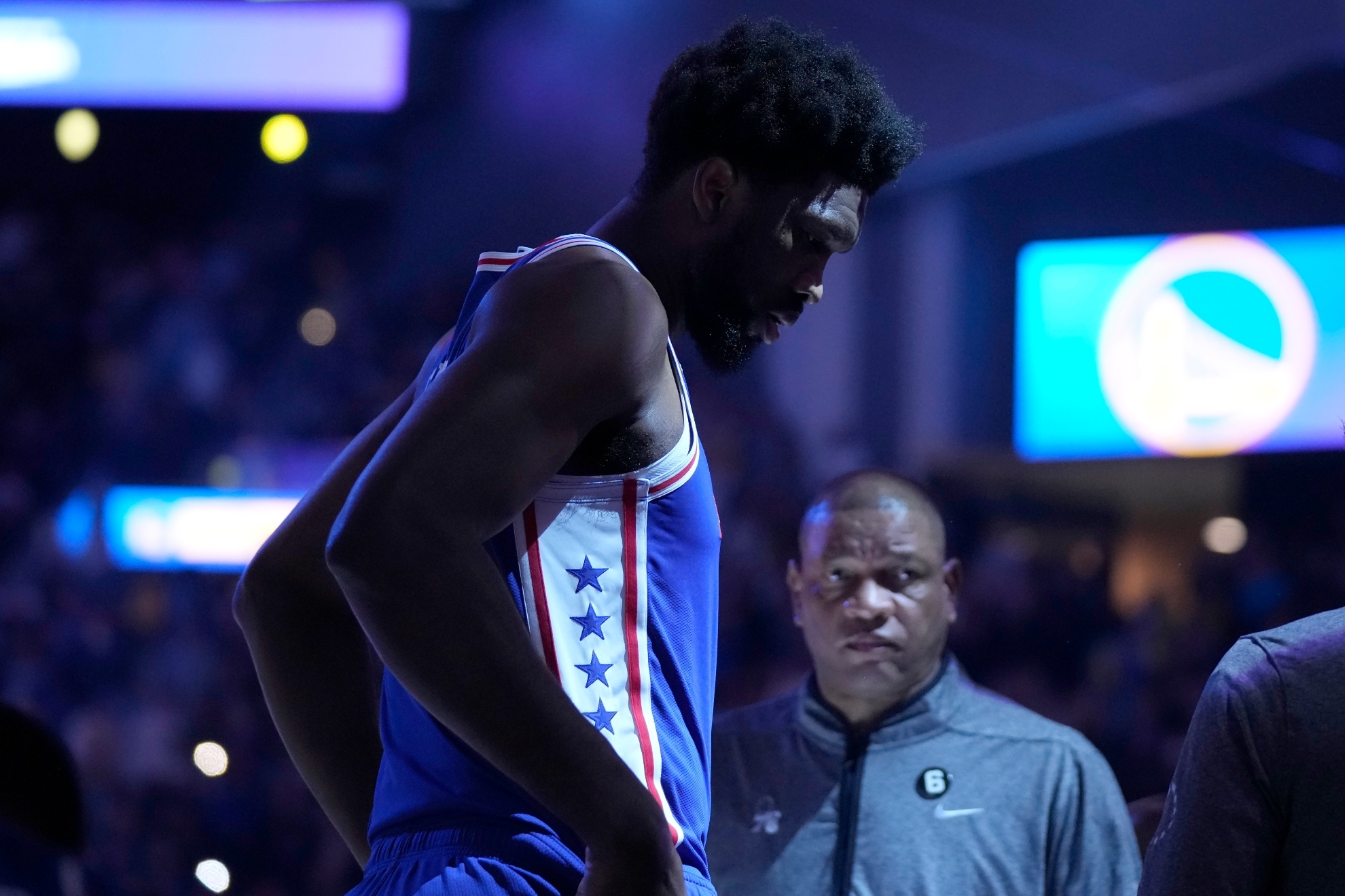 Joel Embiid and Doc Rivers right by his side.