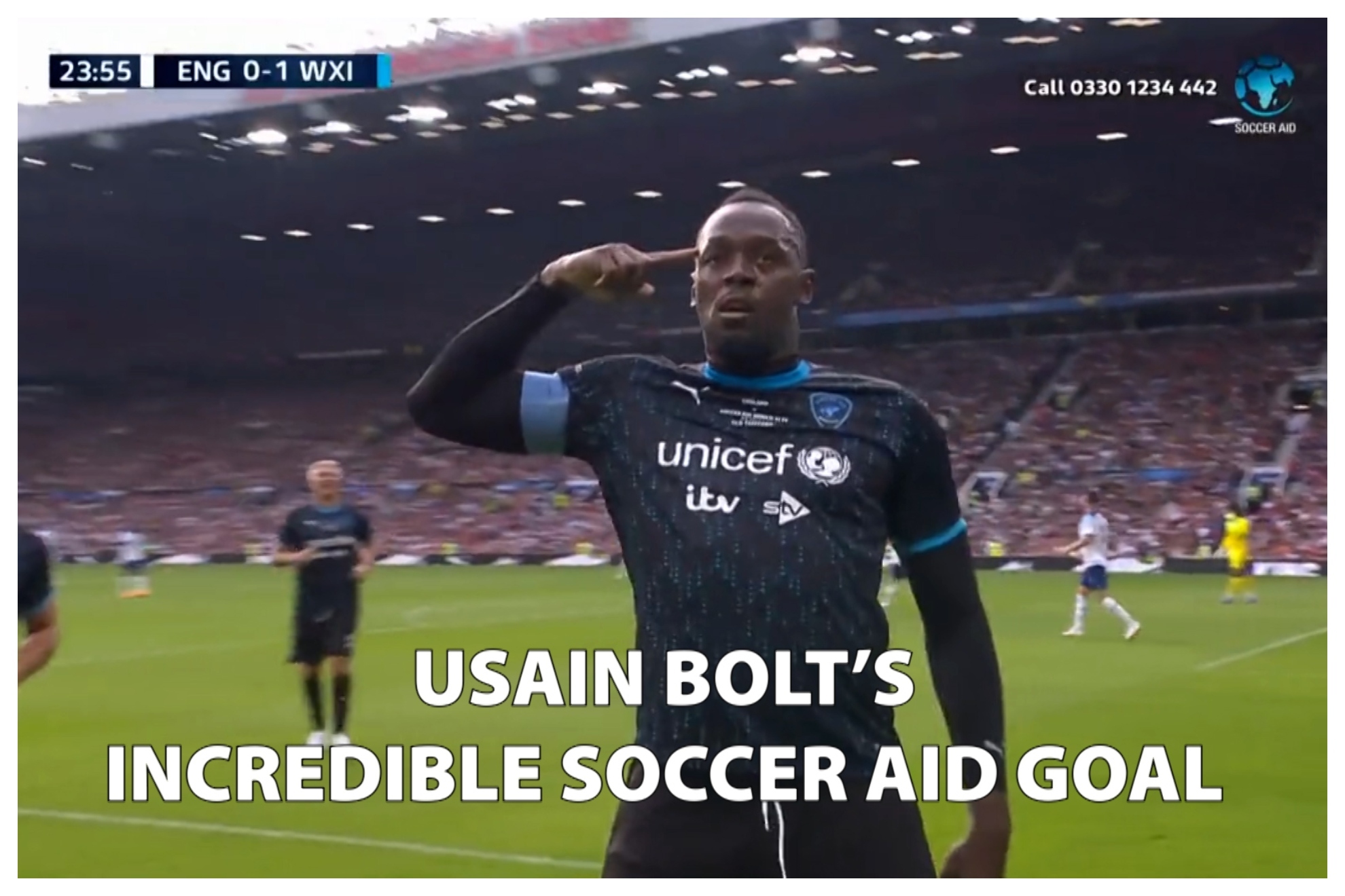 Usain Bolts stunning goal leads World XI to Soccer Aid victory