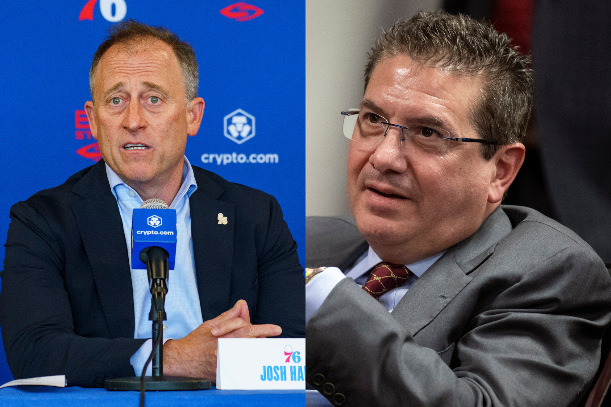 Snyder (right) is poised to sell the Commanders to Harris (left) in the coming days.