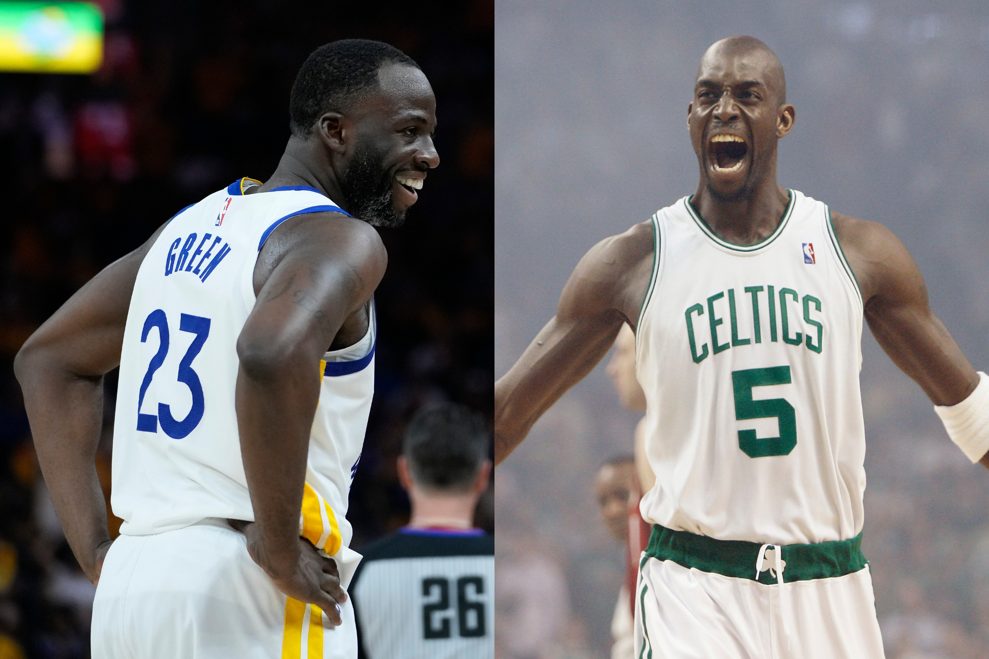 Draymond Green (L) and Kevin Garnett (R) were sprung into a Twitter war neither expected.