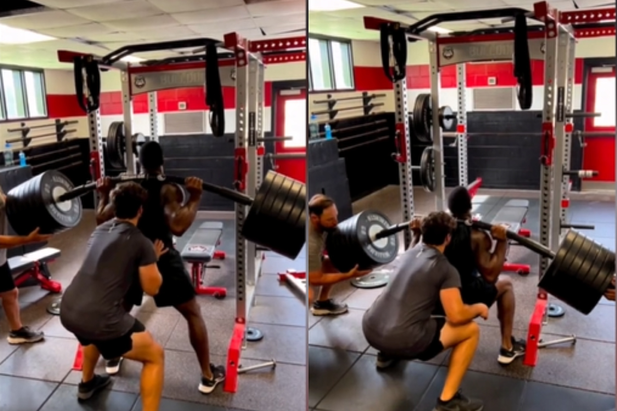 Un jugador de la NFL haciendo sentadillas con... �300 kilos!