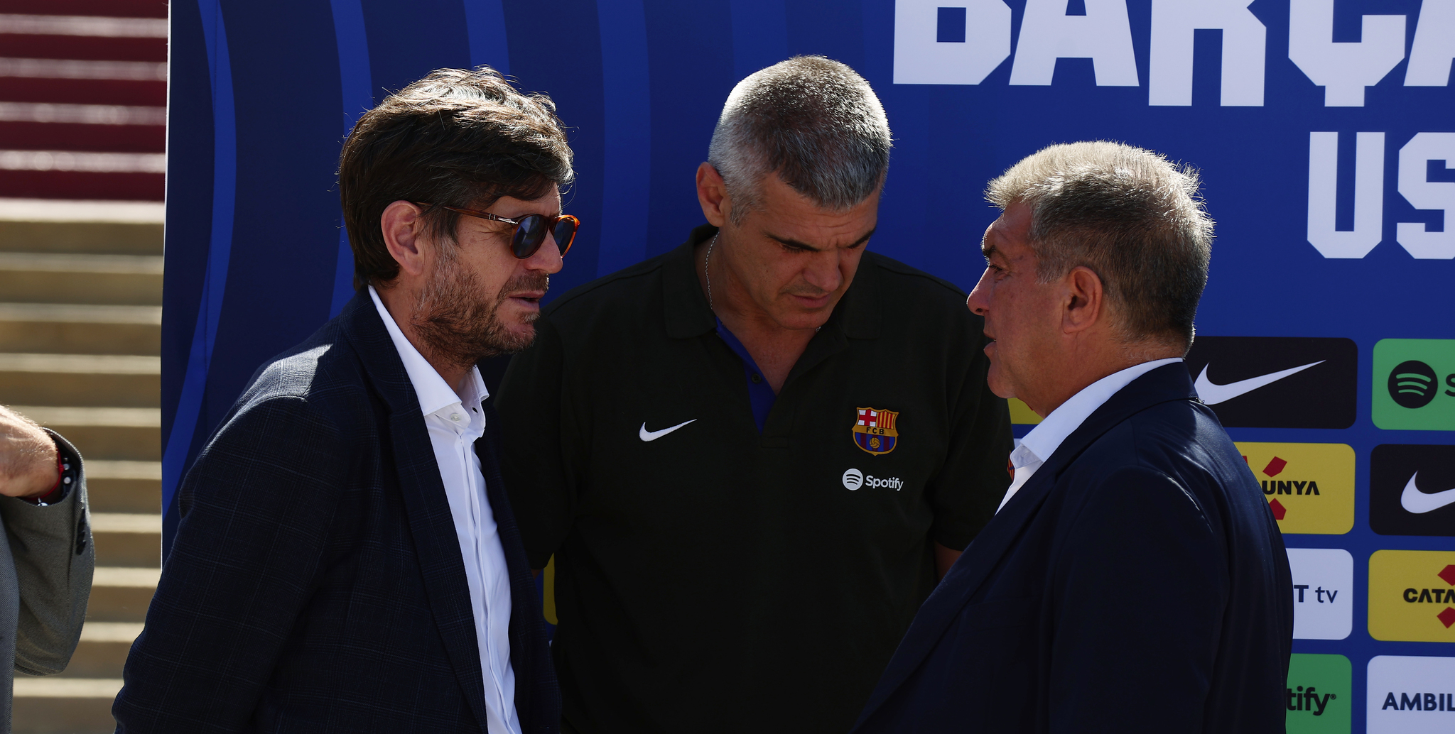 Mateu Alemany, Enric Masip y Joan Laporta.