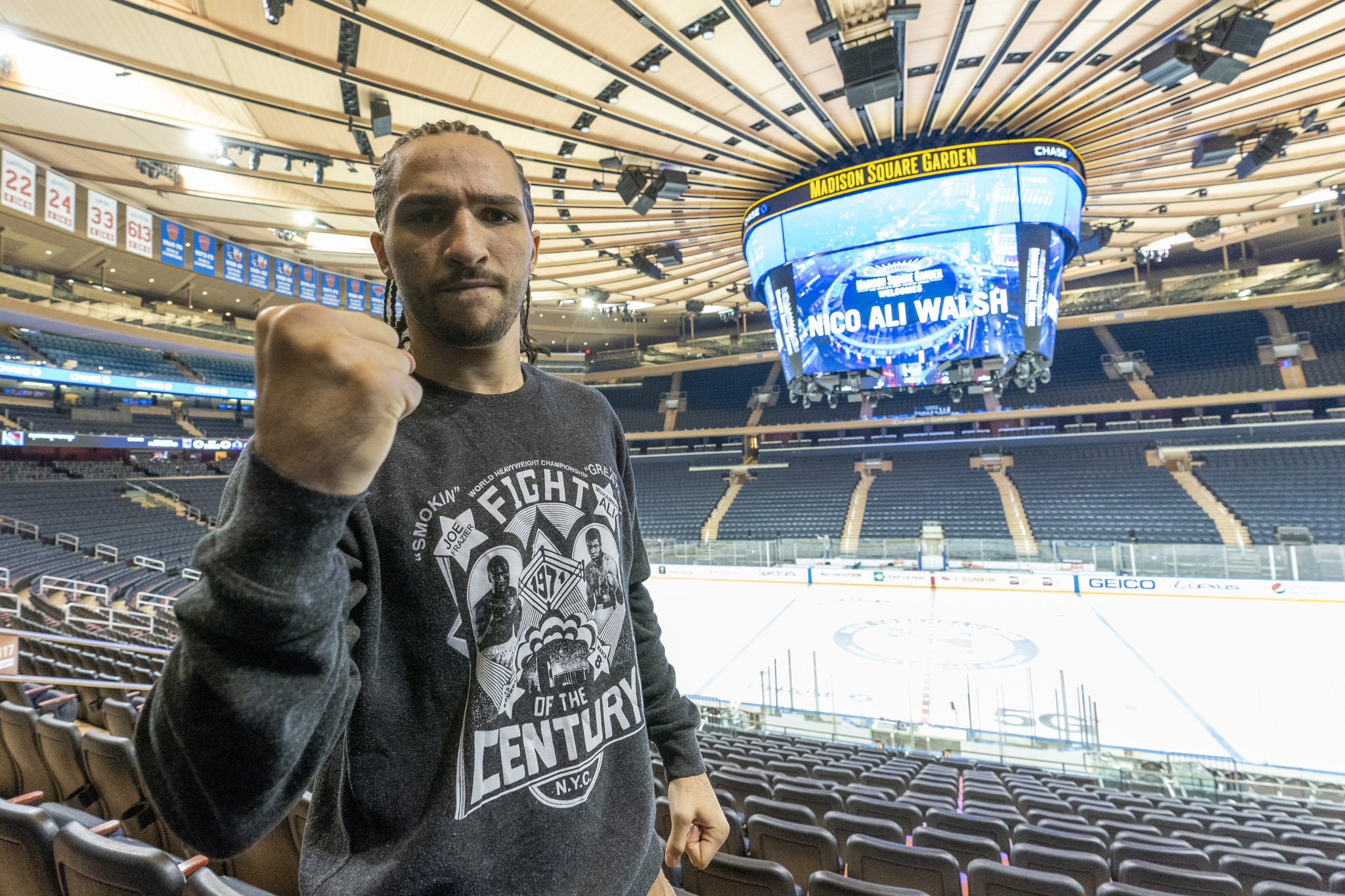 Nico Ali Walsh, grandson of three-time world heavyweight champion Muhammad Ali, inside Madison Square Garden