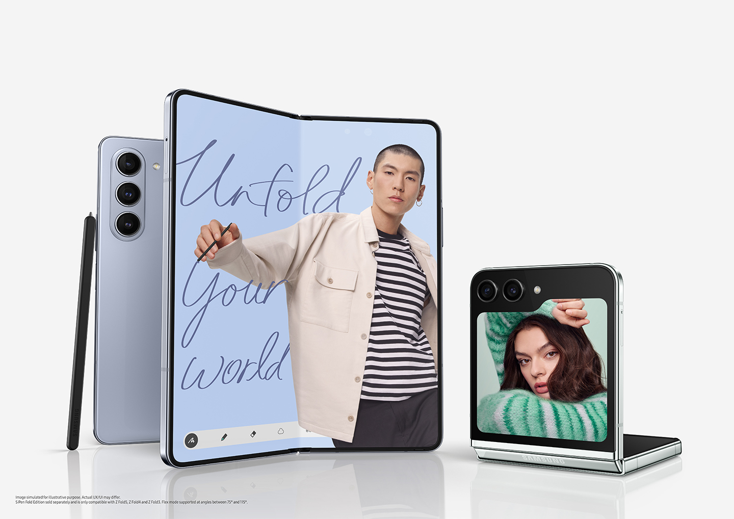The Samsung Galaxy Z Fold 5 and Flip 5.