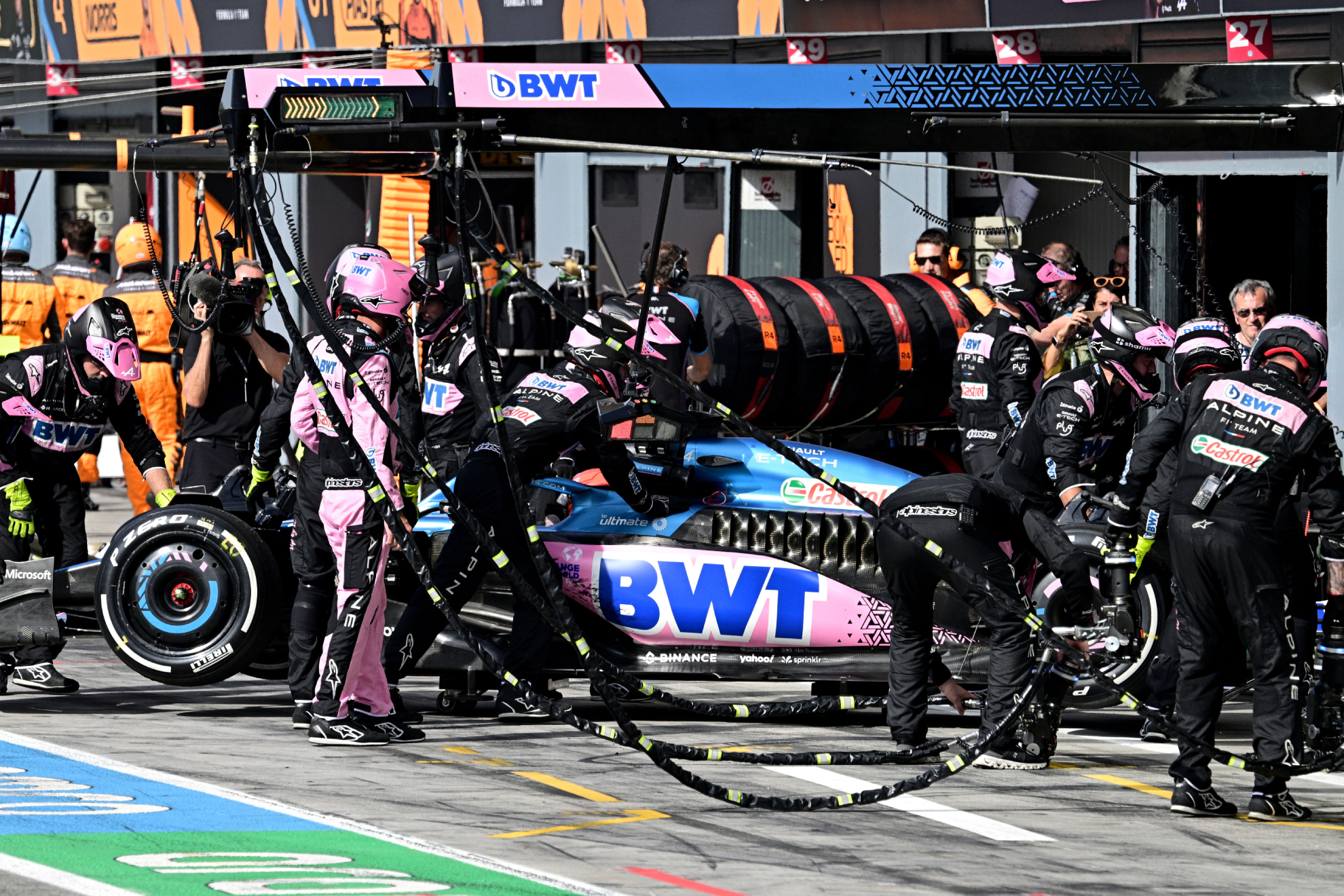 Alpine in the pit lane