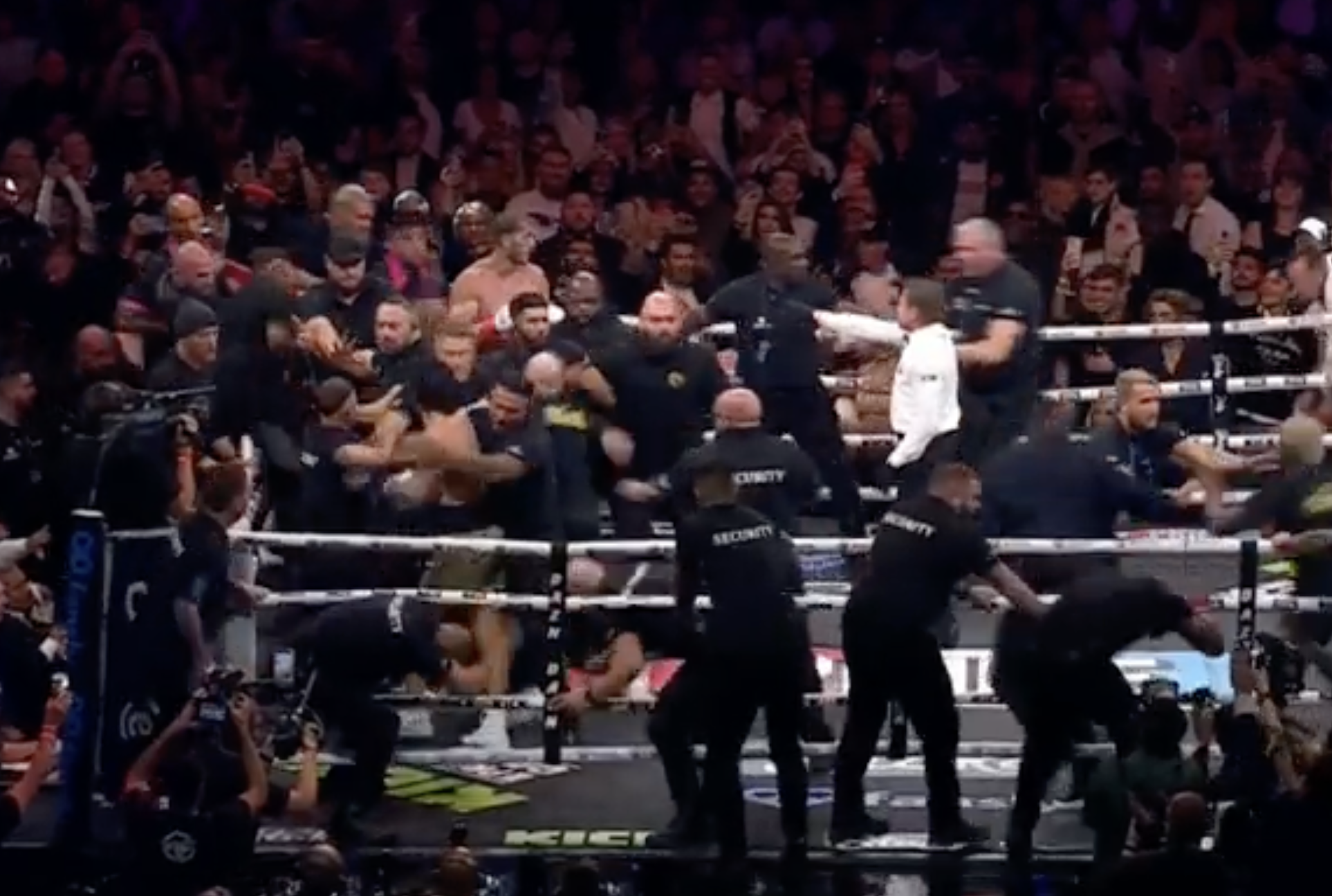 Dillon Danis starts a brawl as Logan Paul fight finishes.
