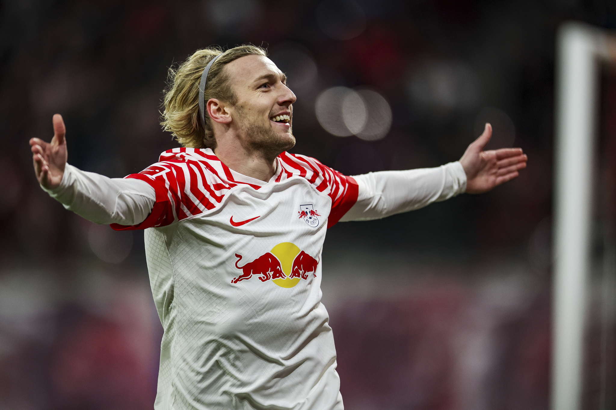 Emil Forsberg celebrates scoring during RB Leipzig-Hoffenheim