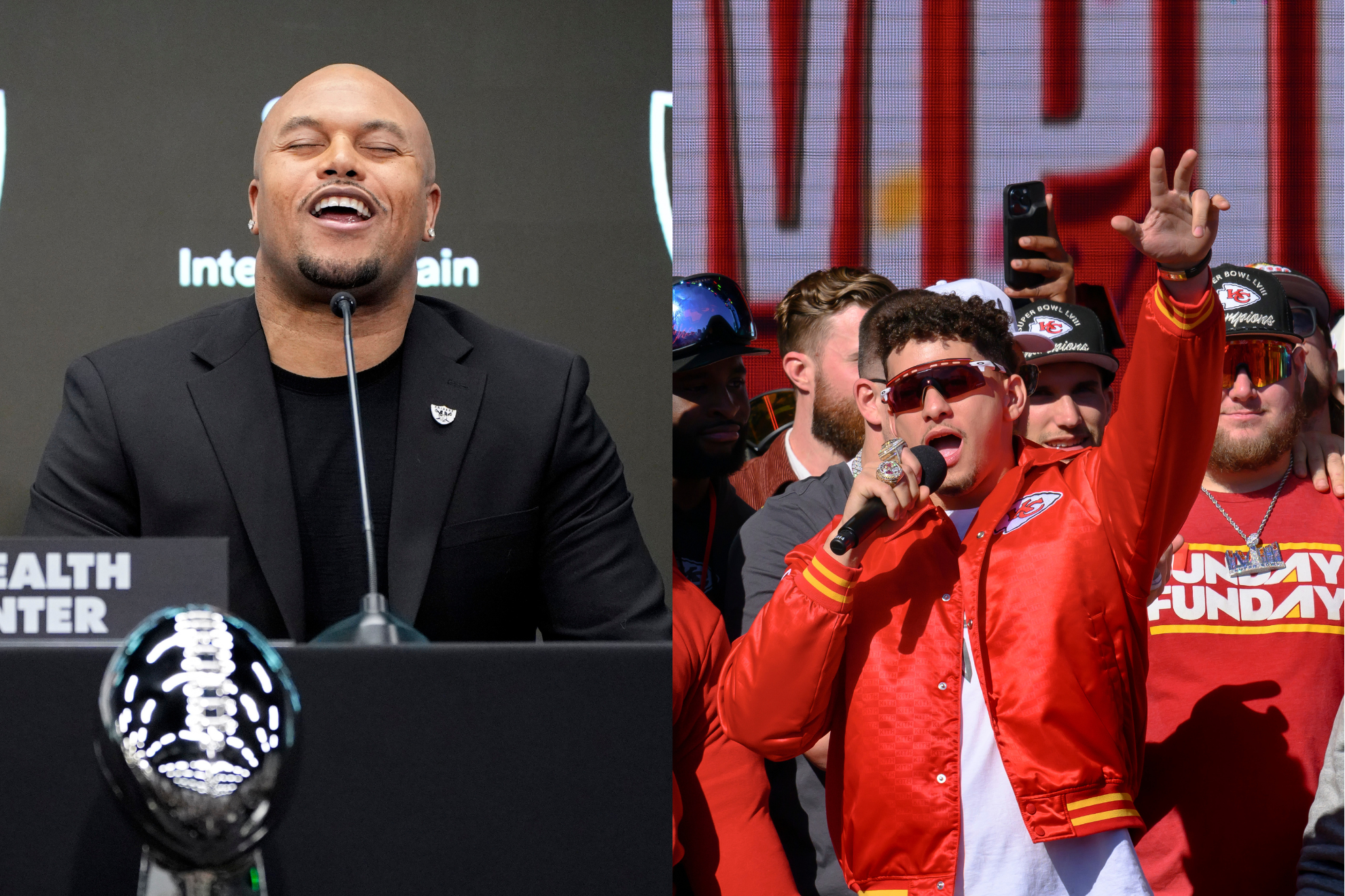 Pierce (left) is fully focused on slowing down Mahomes (right) in a radical way.