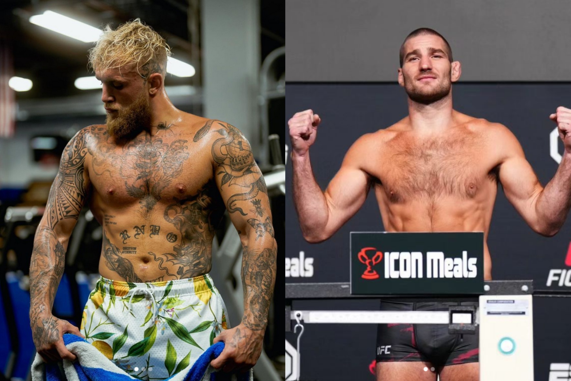 Jake Paul (L) keeps provoking Sean Strickland.