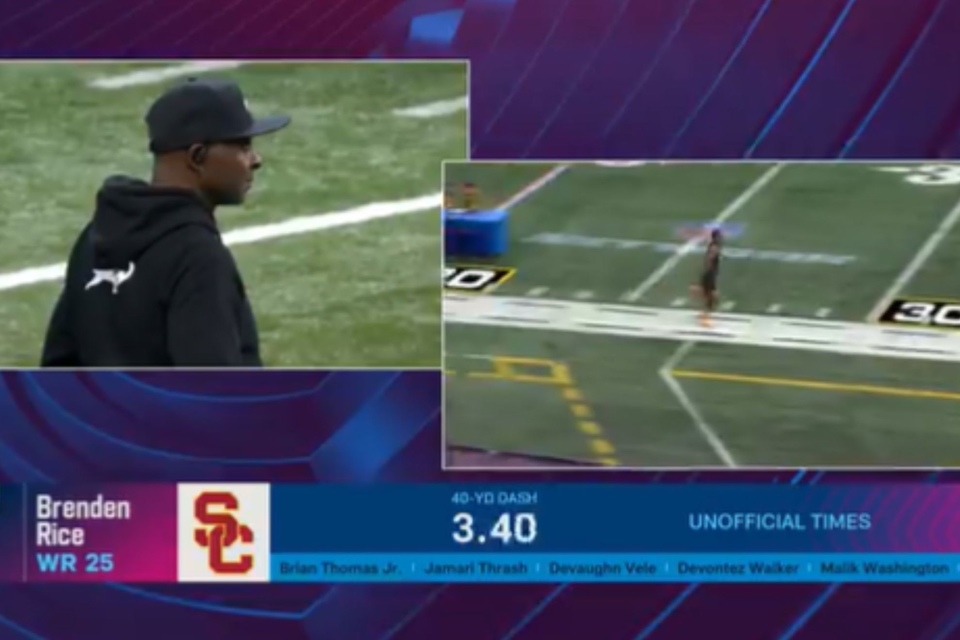 Jerry Rices son Brenden shows off speed at NFL Combine in front of his dad