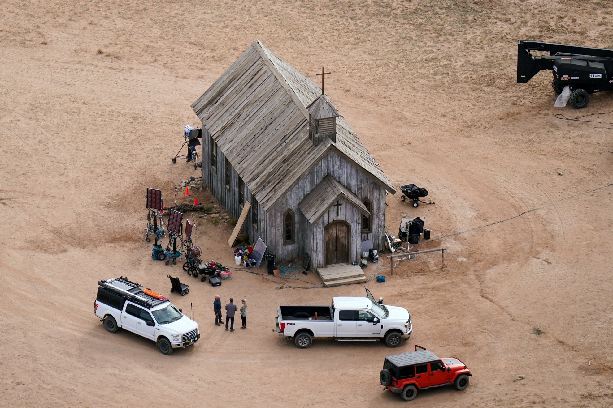 This aerial photo shows the Bonanza Creek Ranch in Santa Fe, New Mexico.