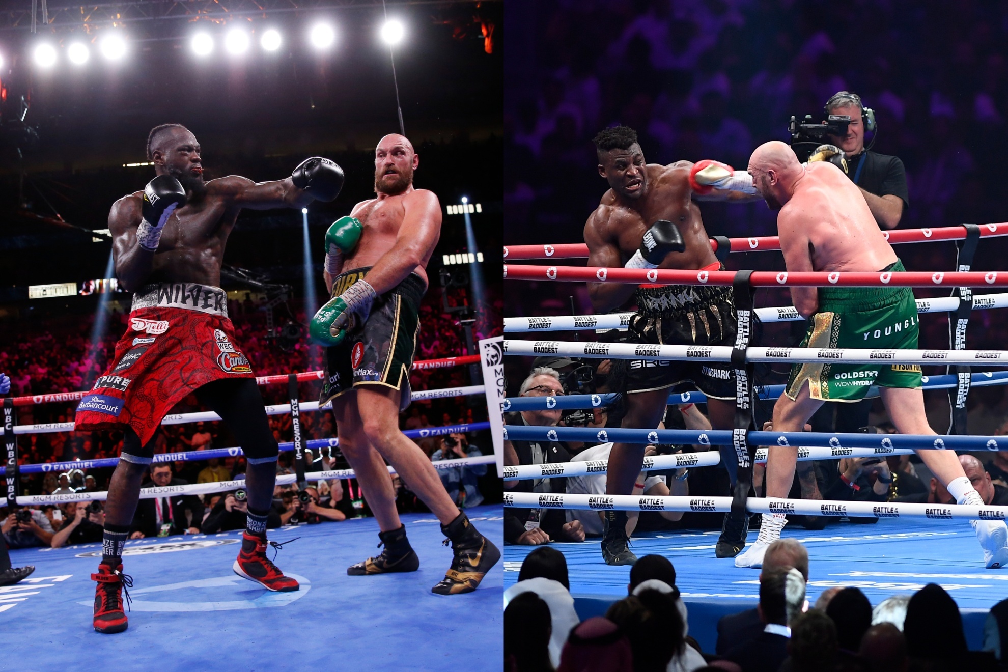 Mashup image of Tyson Fury vs Wilder and Ngannou