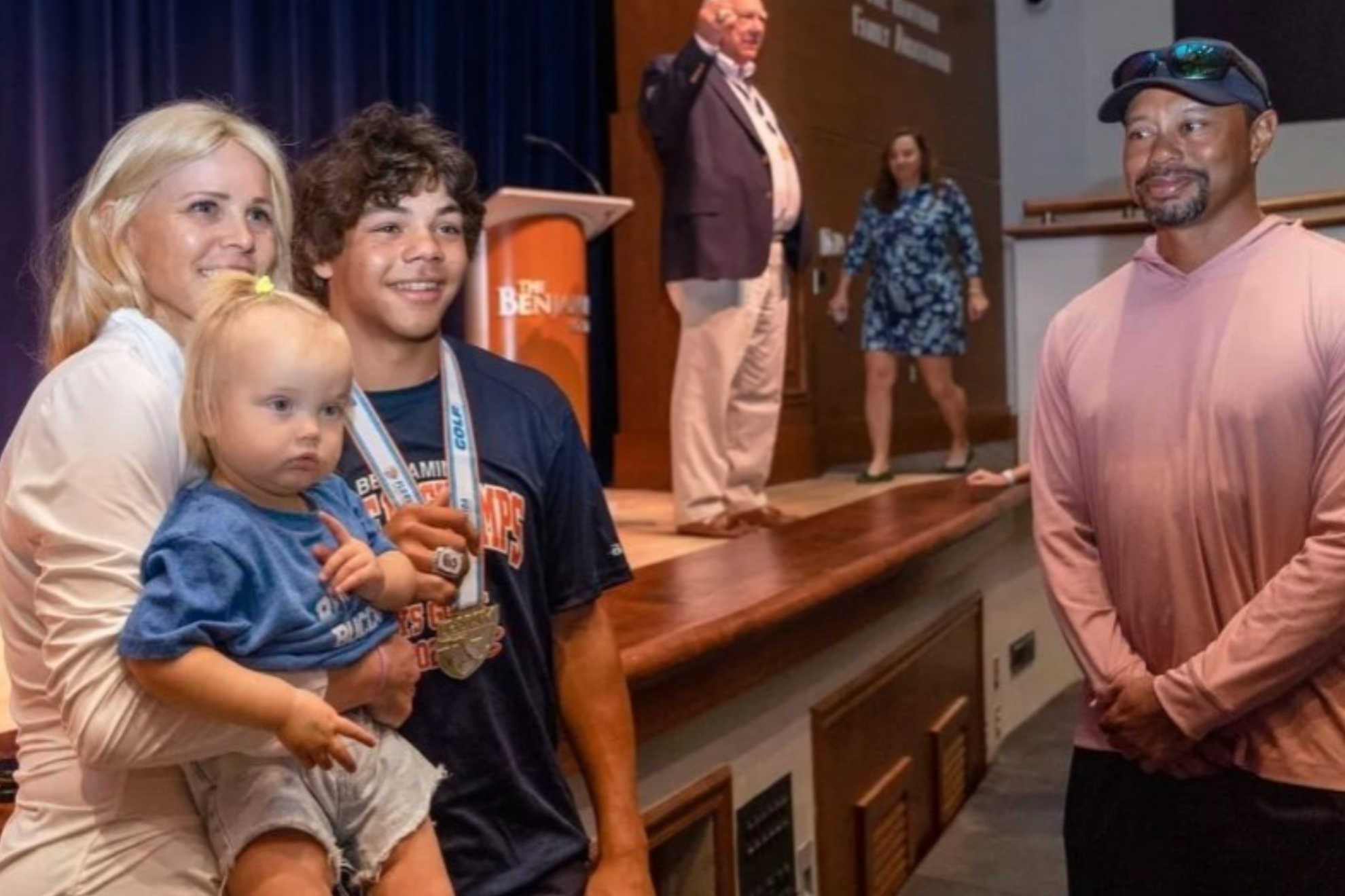 Tiger Woods and his ex wife Elin Nordegren were seen at an awards ceremony together supporting son Charlie