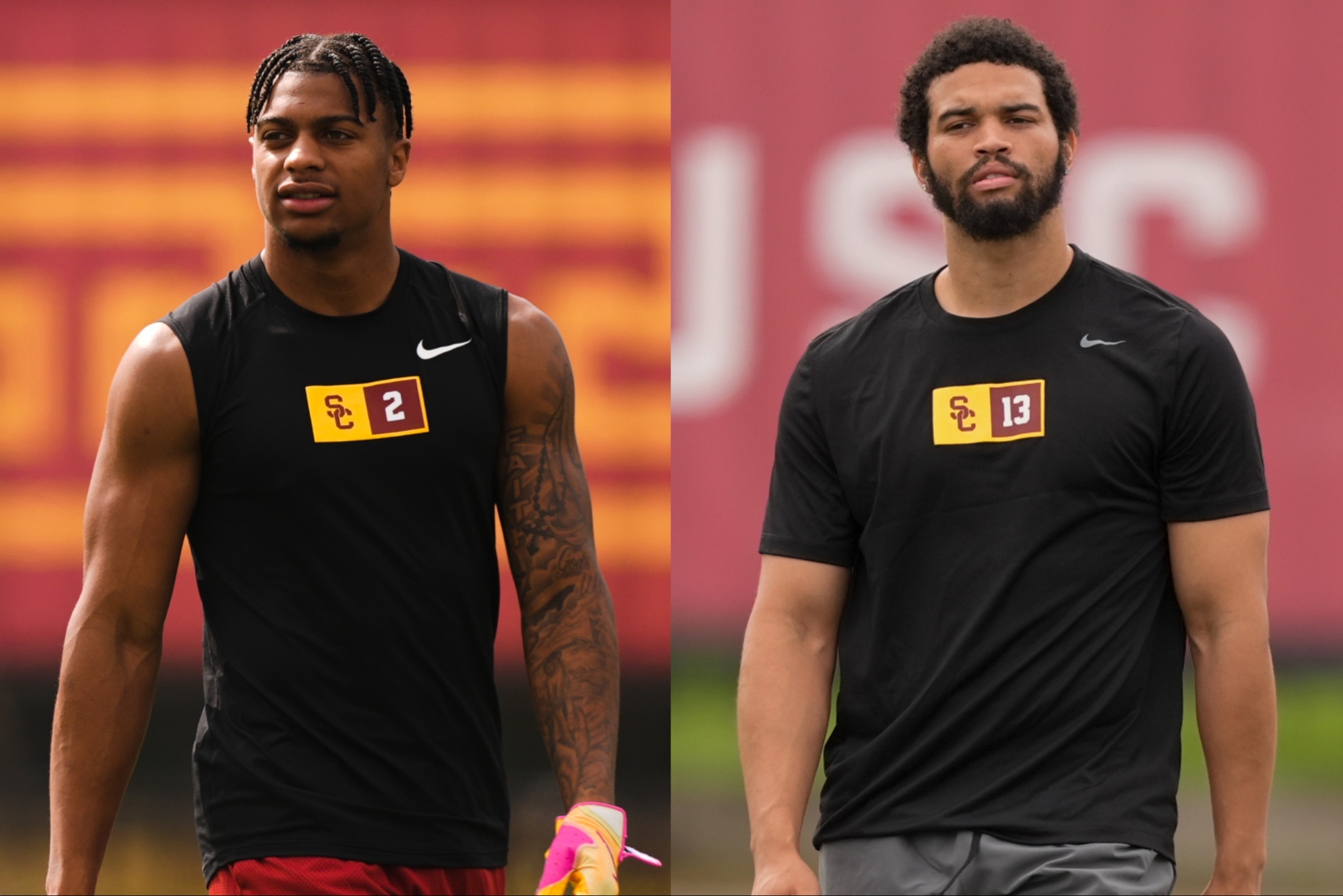 Former USC stars Brenden Rice and Caleb Williams.