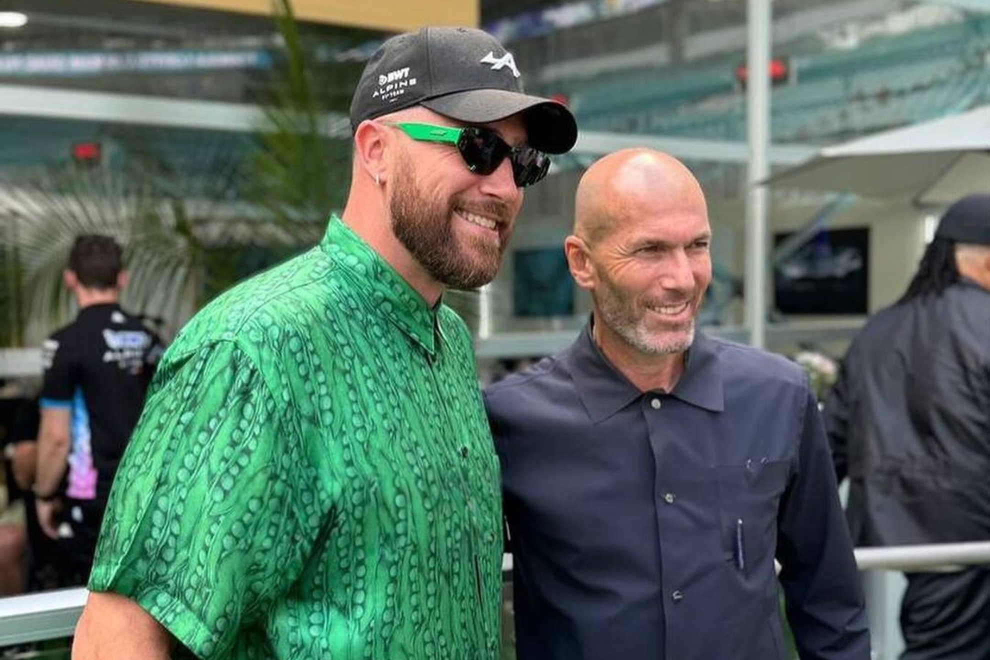 Travis Kelces wild week continues as he meets Zinedine Zidane at the Miami GP