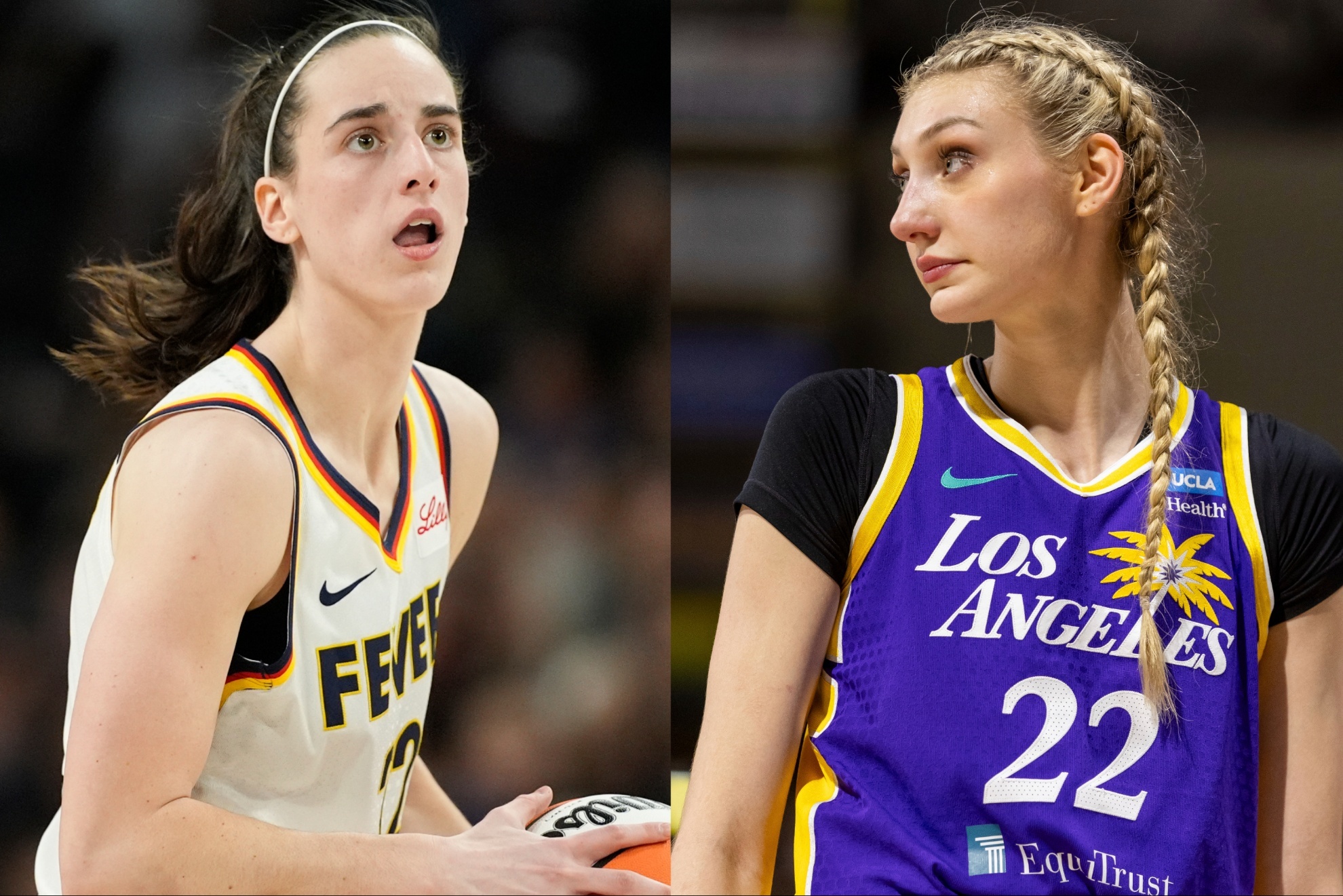 Indiana Fever and Los Angeles Sparks rookis sensations Caitlin Clark and Cameron Brink, respectively.
