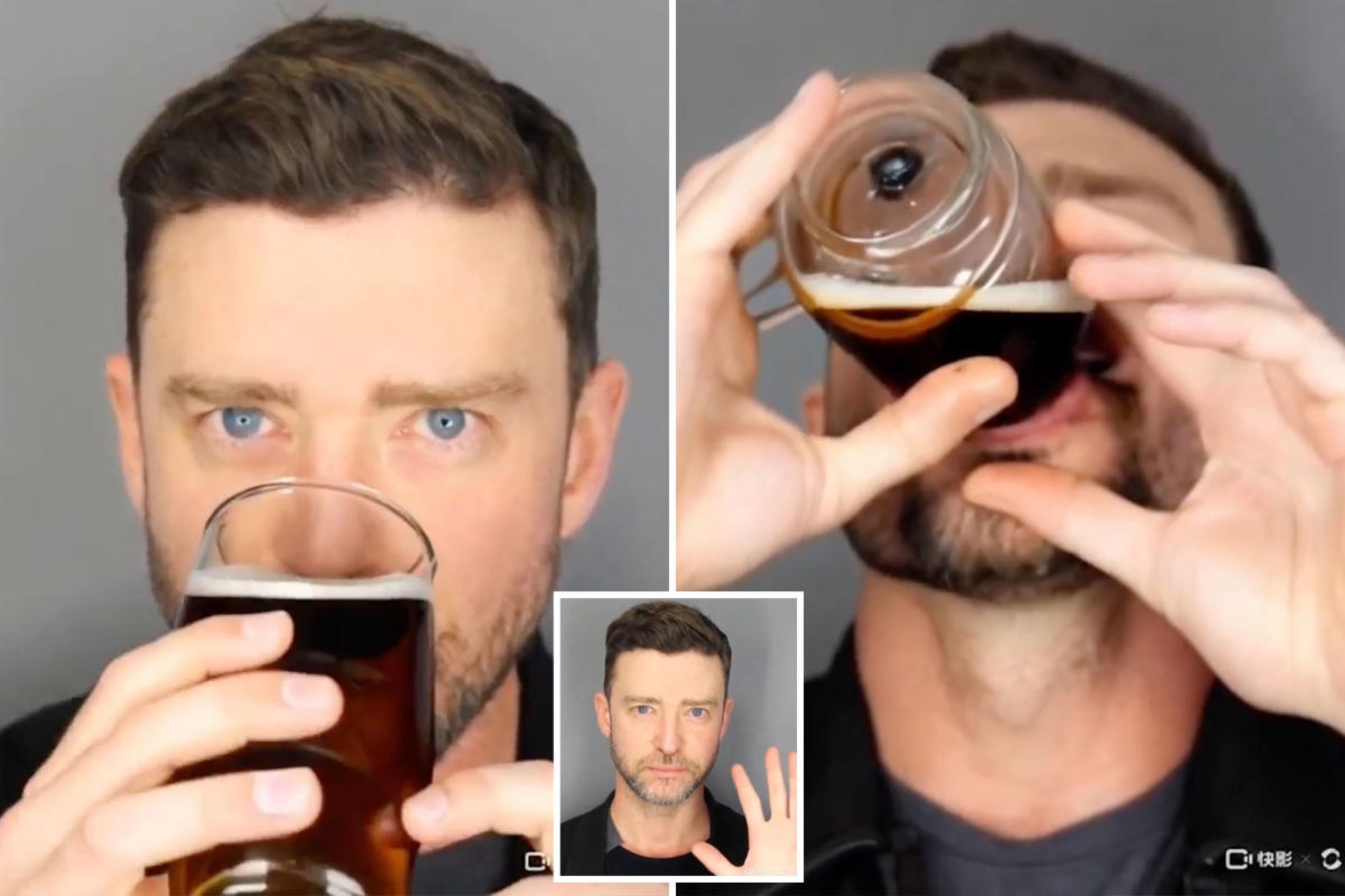 Justin Timberlake drinking beer in AI imagery