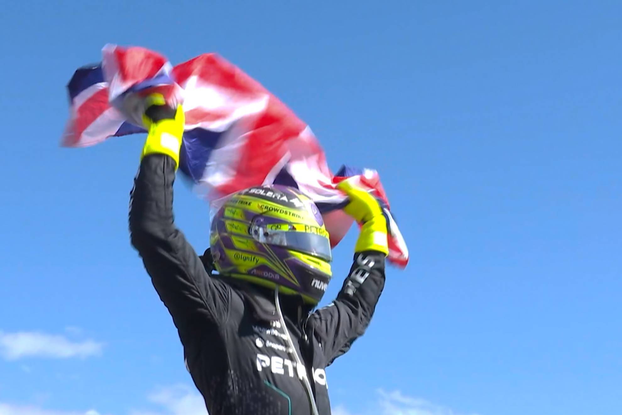 Hamilton after winning the 2024 British GP