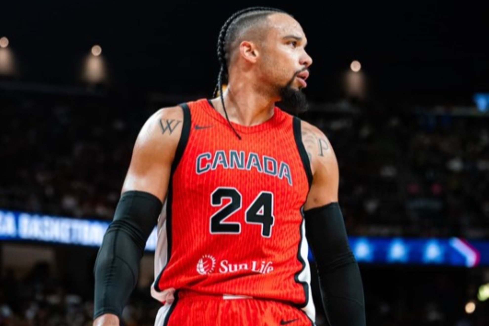 Dillon Brooks during the exhibition game between Canada and the US ahead of the Paris Olympic Games