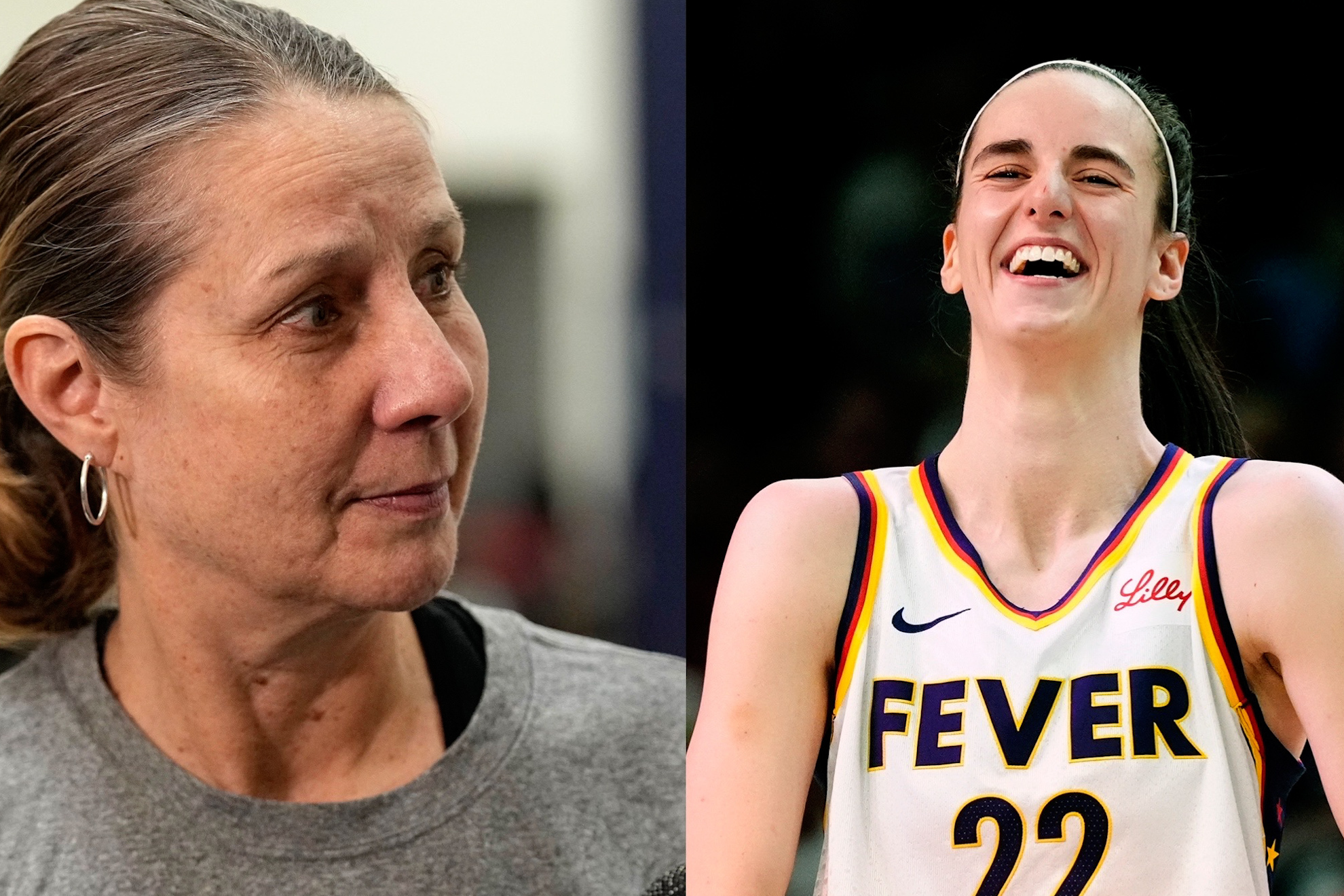 Cheryl Reeve (left) did not select Caitlin Clark (right) for the USA basketball womens team