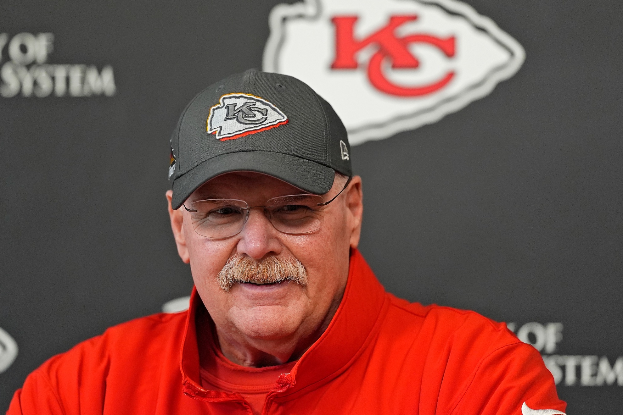 Kansas City Chiefs head coach Andy Reid speaks to the media during the NFL football teams rookie minicamp Monday, May 6, 2024, in Kansas City, Mo. (AP Photo/Charlie Riedel)