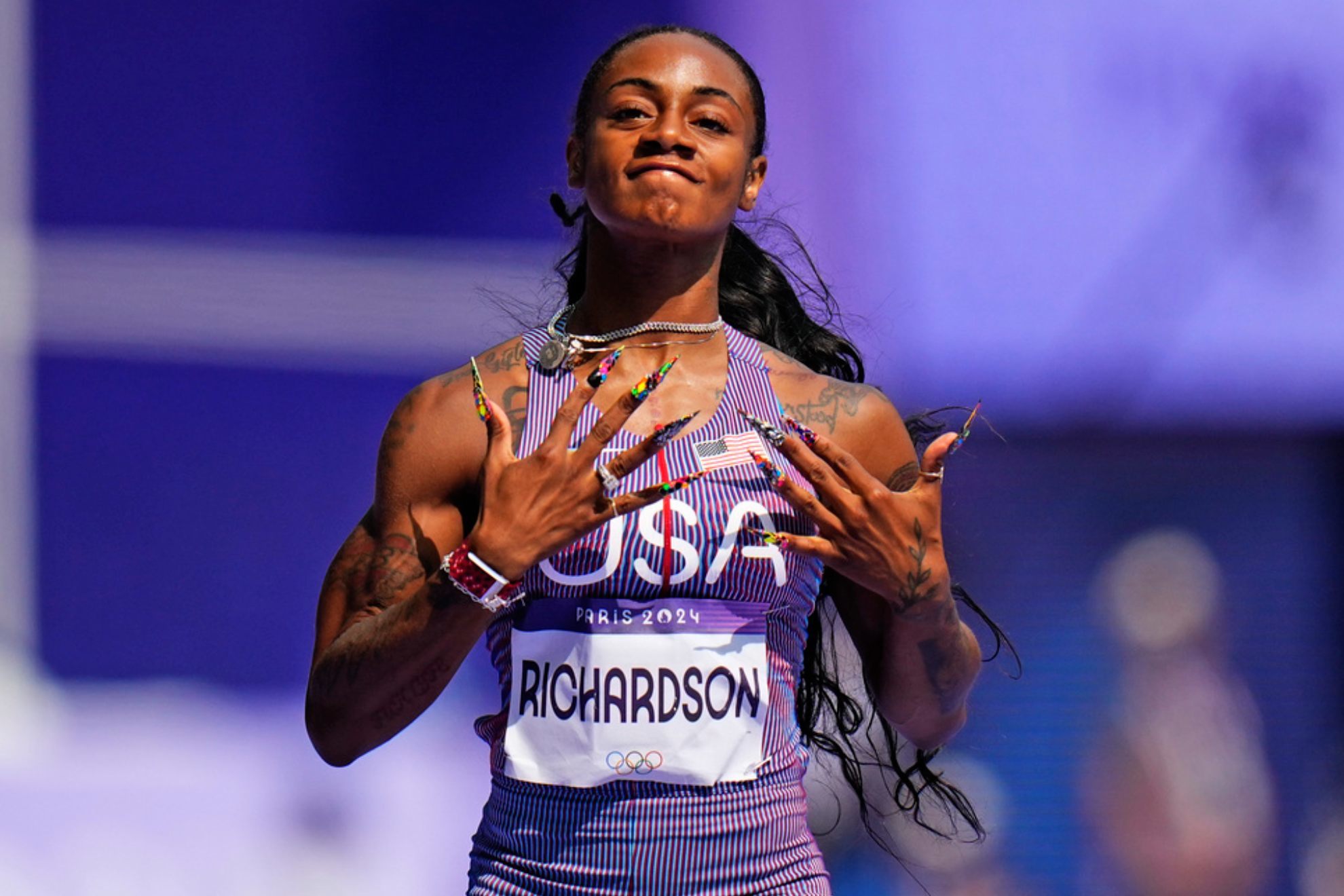 Shacarri Richardson of the United States, wins a heat in the womens 100-meter run /