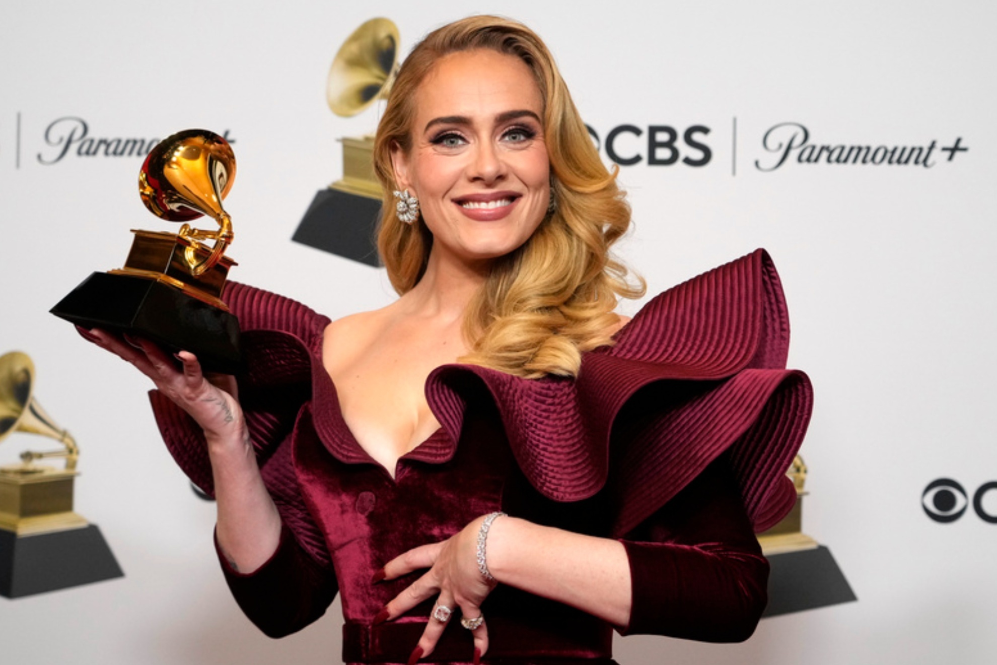 Adele at the 65th annual Grammy Awards in Los Angeles